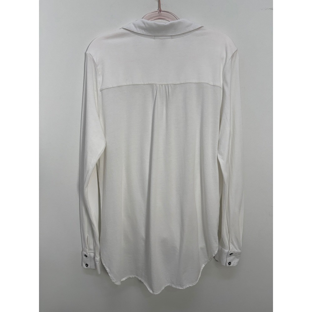 Sundance Top Wrap Front Button Down XL White Long Sleeve Cotton Modal Blouse - Picture 3 of 9